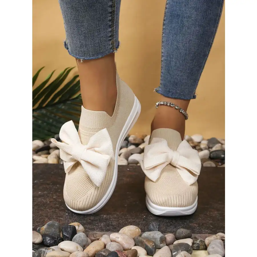 Bow Tie Knit Slip On Sneakers