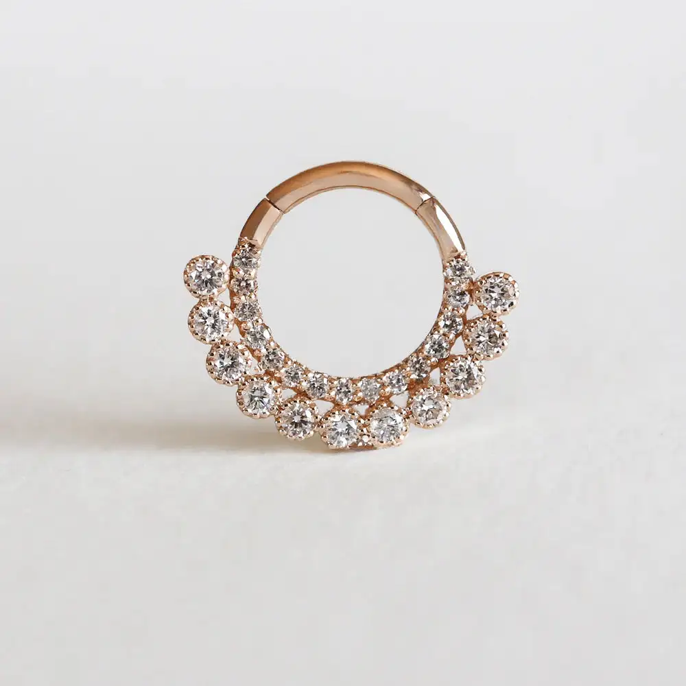 Modern Diamond Clicker Hoop Earring