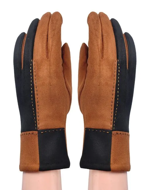 Two Tone Suede Gloves