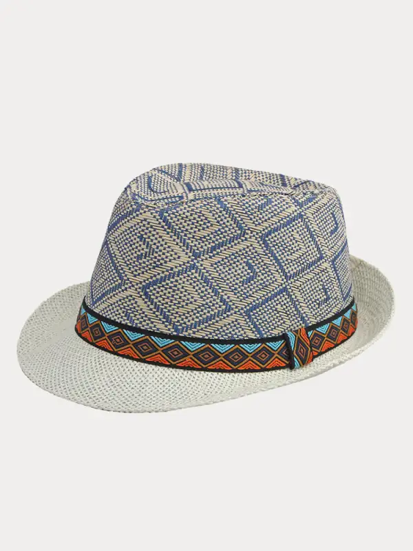 Western Cowboy Straw Sunshade Fedora Hat