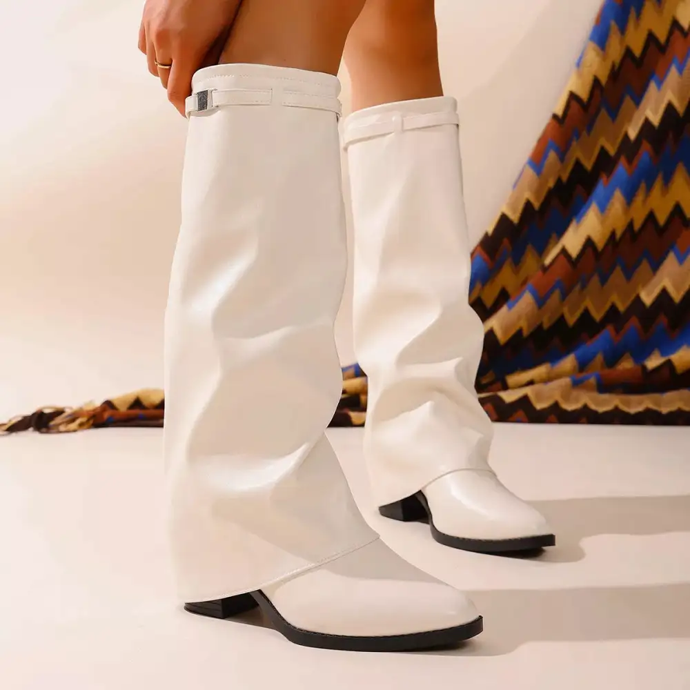 Weekend Point Toe Block Heels Boots