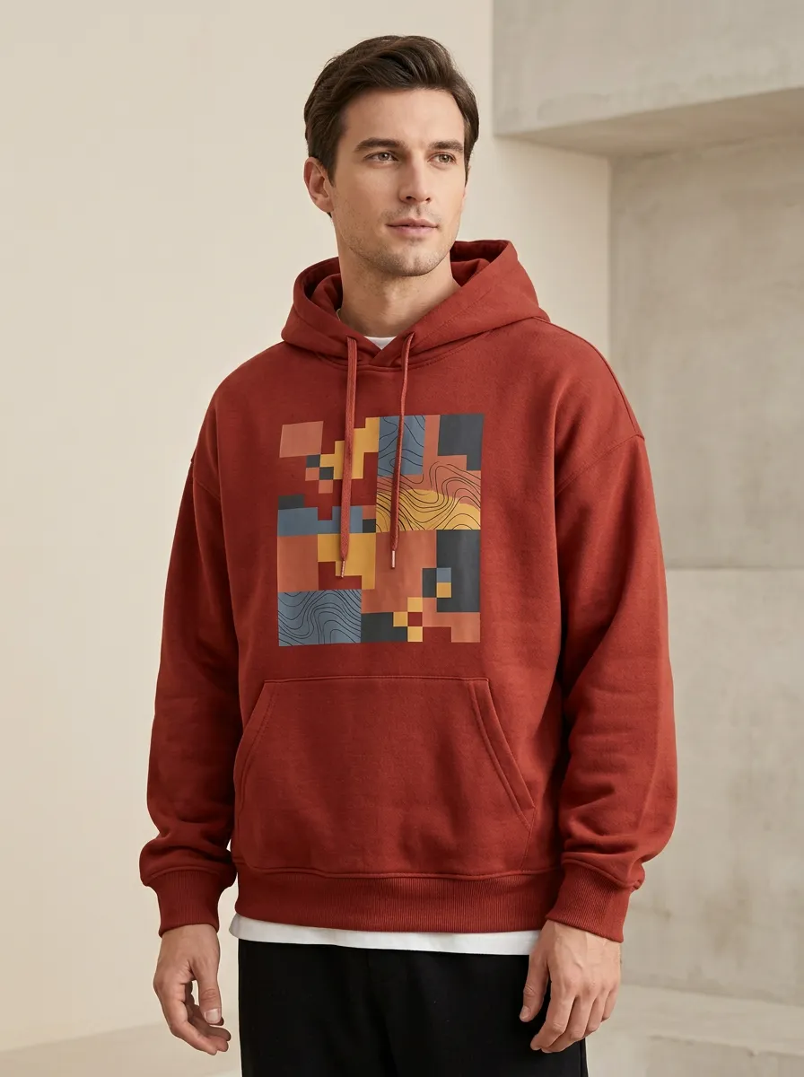 Unisex Interlocking Shapes Linework Hoodie