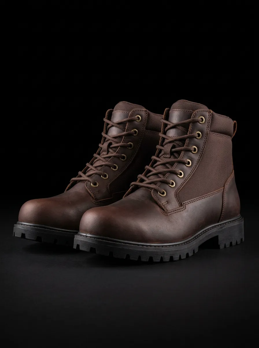 Men's Woven-Panel Tactical Utility Work Boots