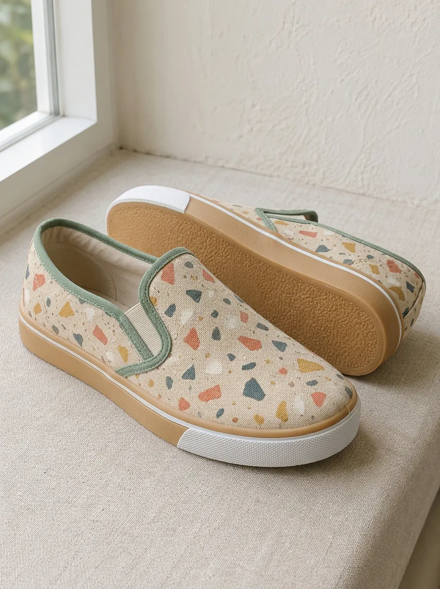 Women's Modern Terrazzo Pattern Colorful Stone Patterned Canvas Shoes
