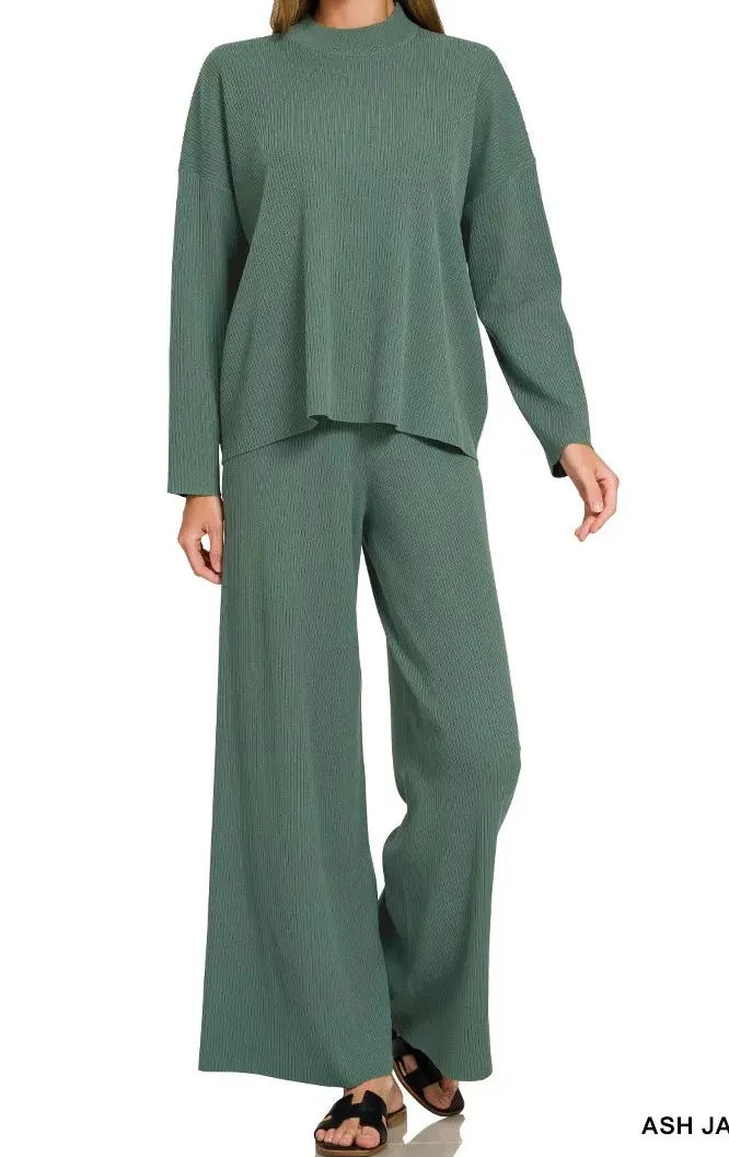 Relaxed Viscose Sweater Top & Pants Set