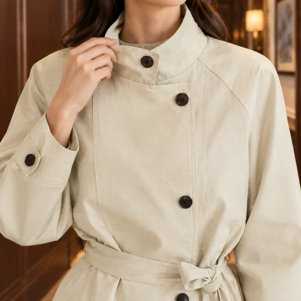 Stand Collar Belted Jacket