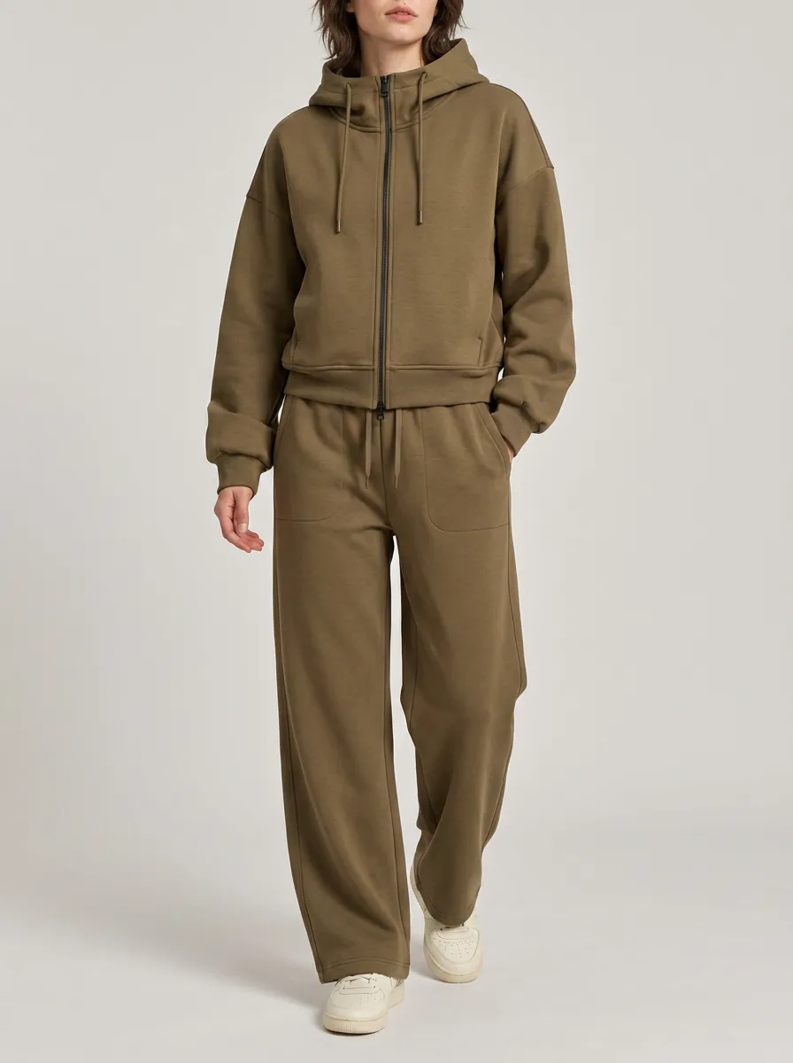 Unisex Casual Easy Motion Zip-Up Hoodie Sweatpants Set