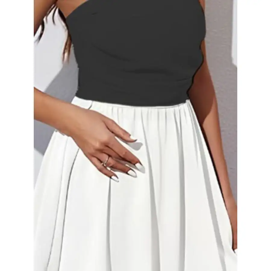 Ruched Two-Tone Tube Mini Dress