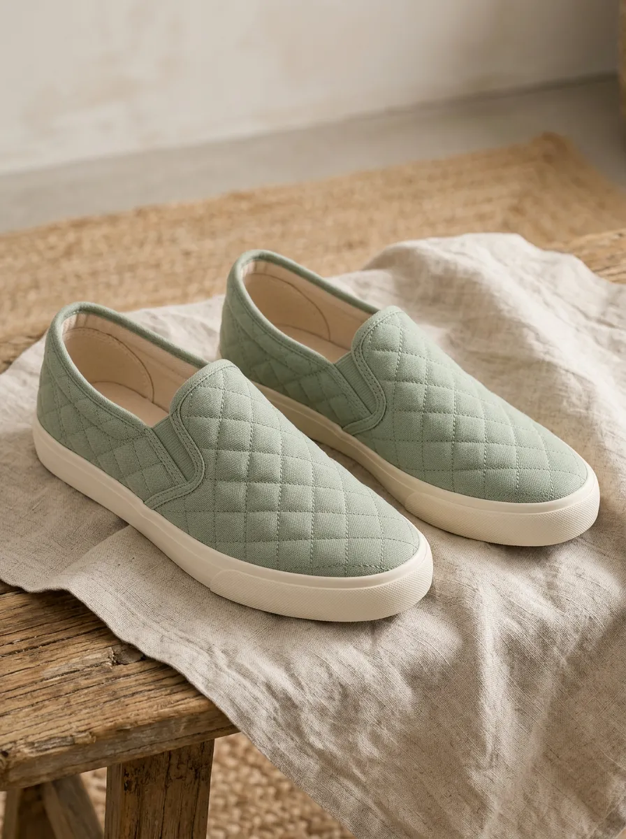 Women's Quilted Pattern Playful Slip-On Skate Shoes