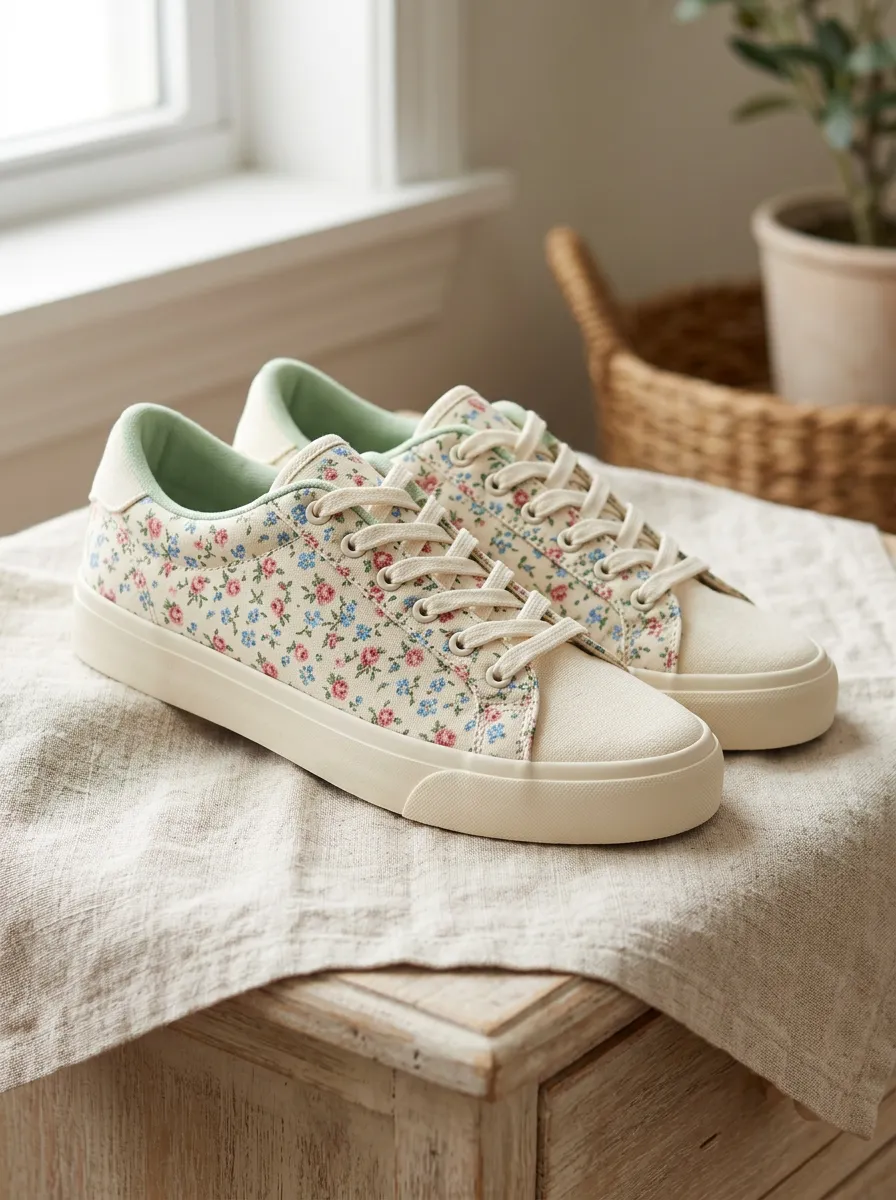 Women's Vintage Floral Pattern Relaxed Skate Shoes