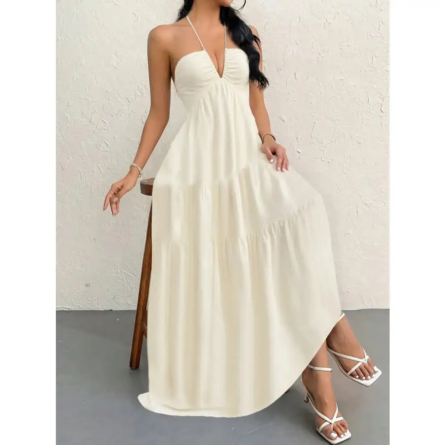 Halter Neck Tiered Maxi Dress