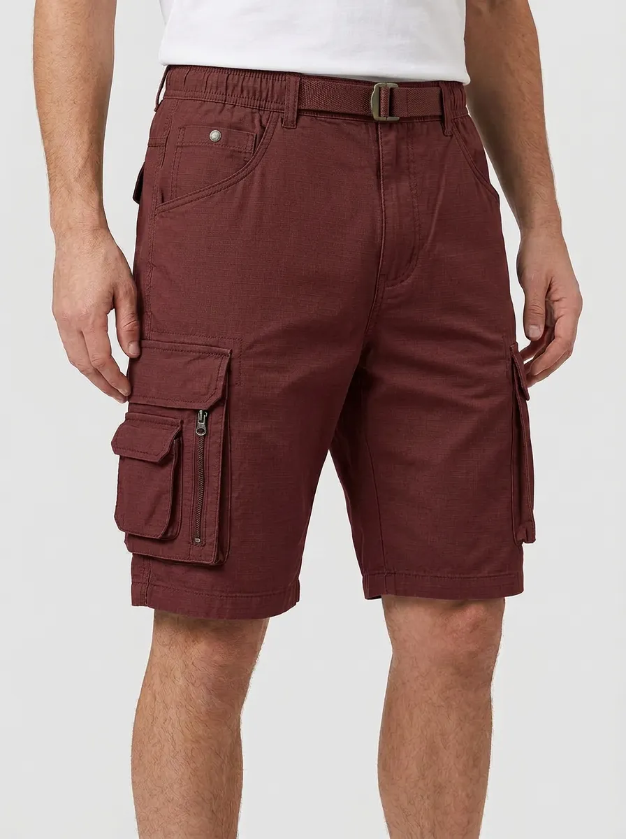 Men's Multi-Pocket Zip-Fly Coin-Pocket Cargo Shorts