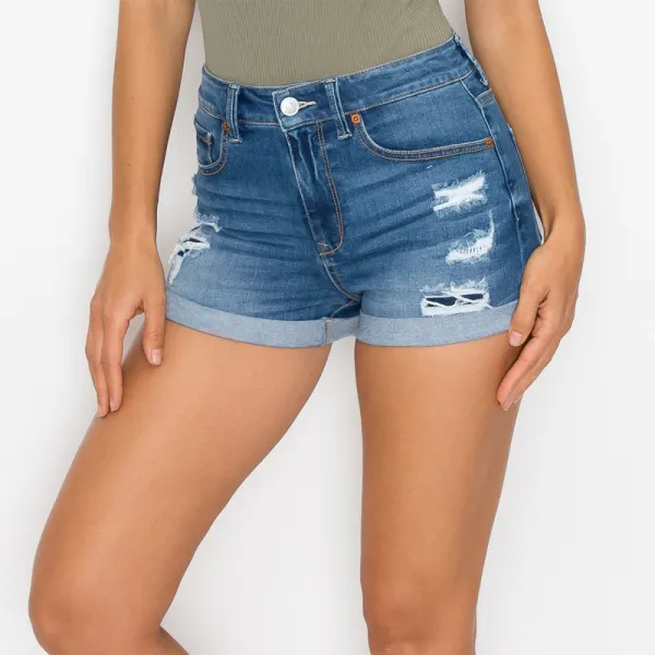 High Rise Denim Shorts