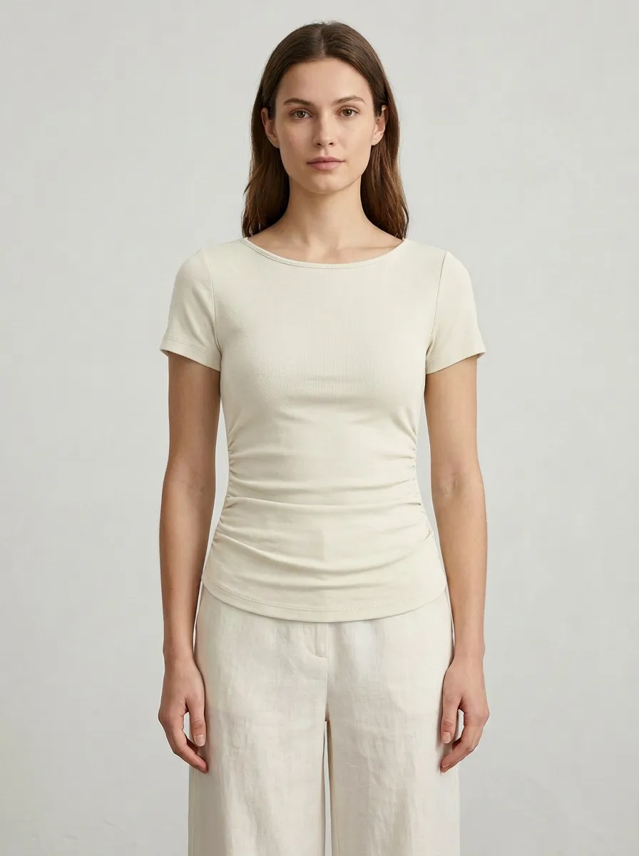 Sleek Side-Ruched Ruched Fitted Fitted Top