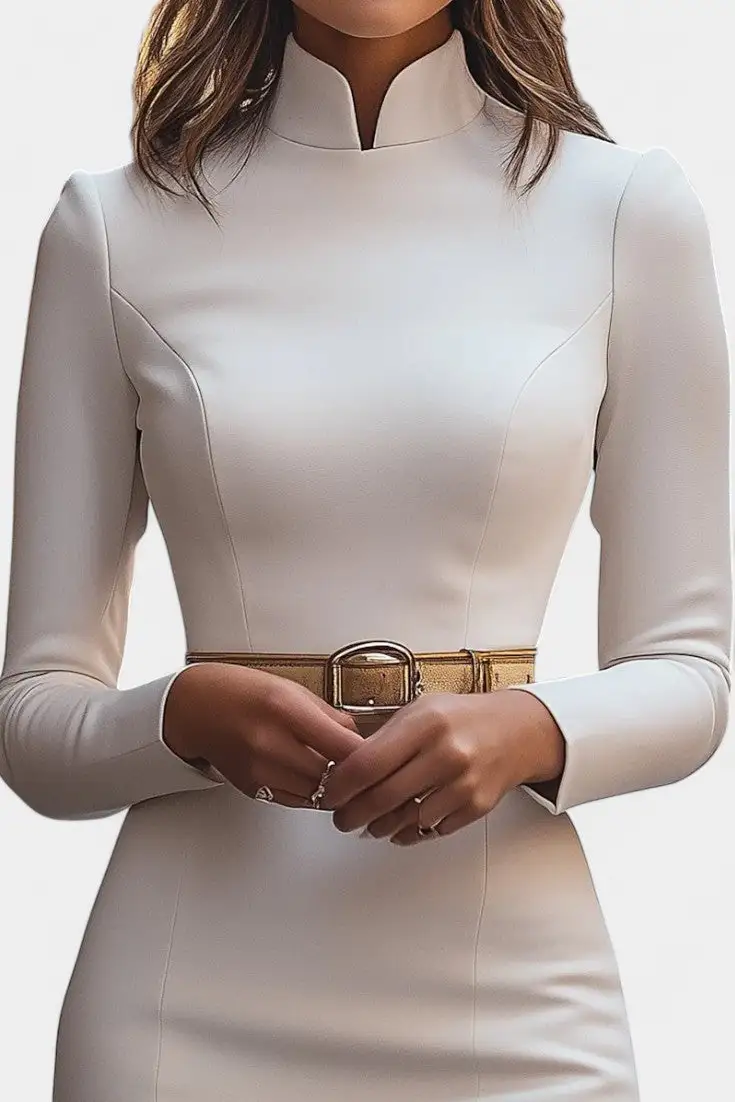 Mandarin-Collar Mini Dress