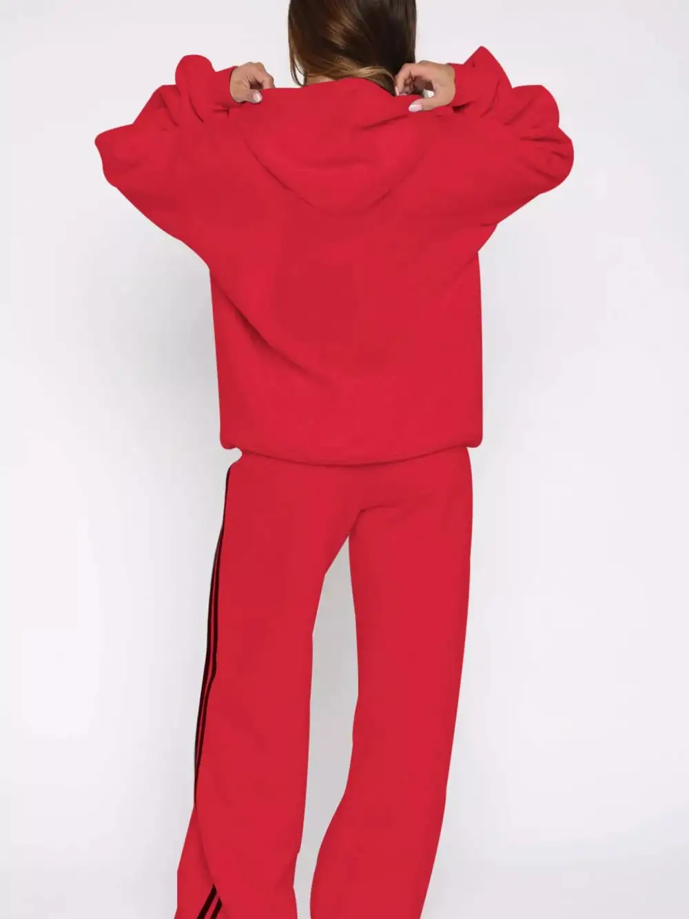 Zip Up Hoodie and Striped Pants Set