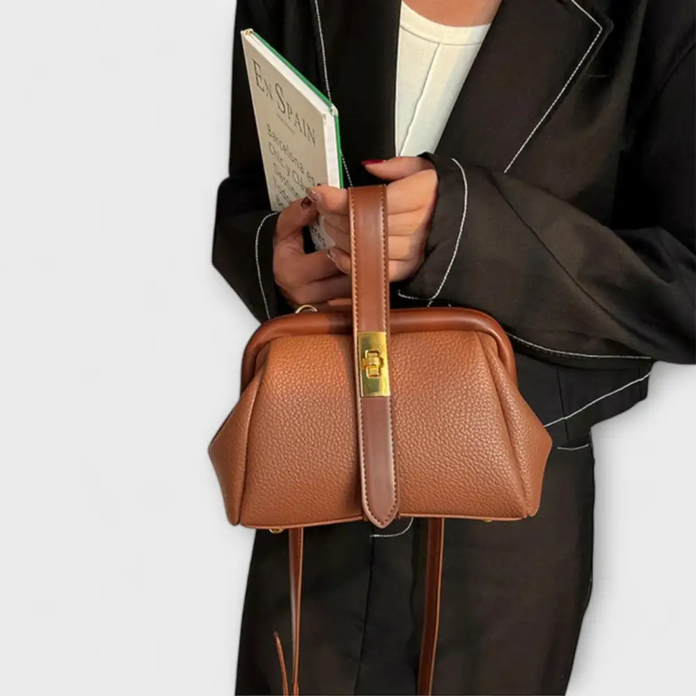 Structured Open Top Leather Handbag