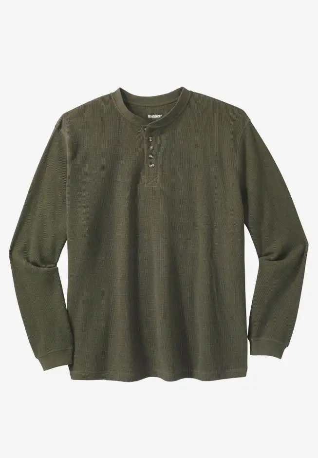 Waffle-Knit Thermal Henley Tee