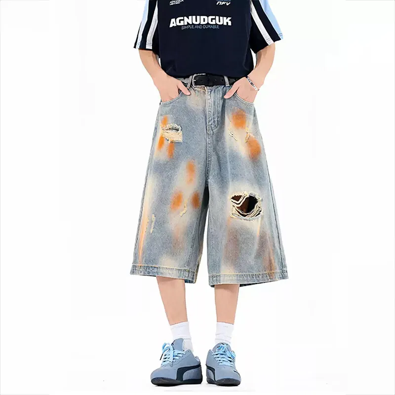 Streetwear Wide Leg Denim Shorts
