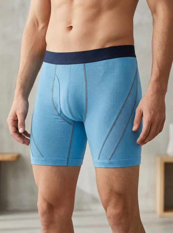 Men's Athletic Performance Charcoal Mesh-Panel Printed Boxer Briefs