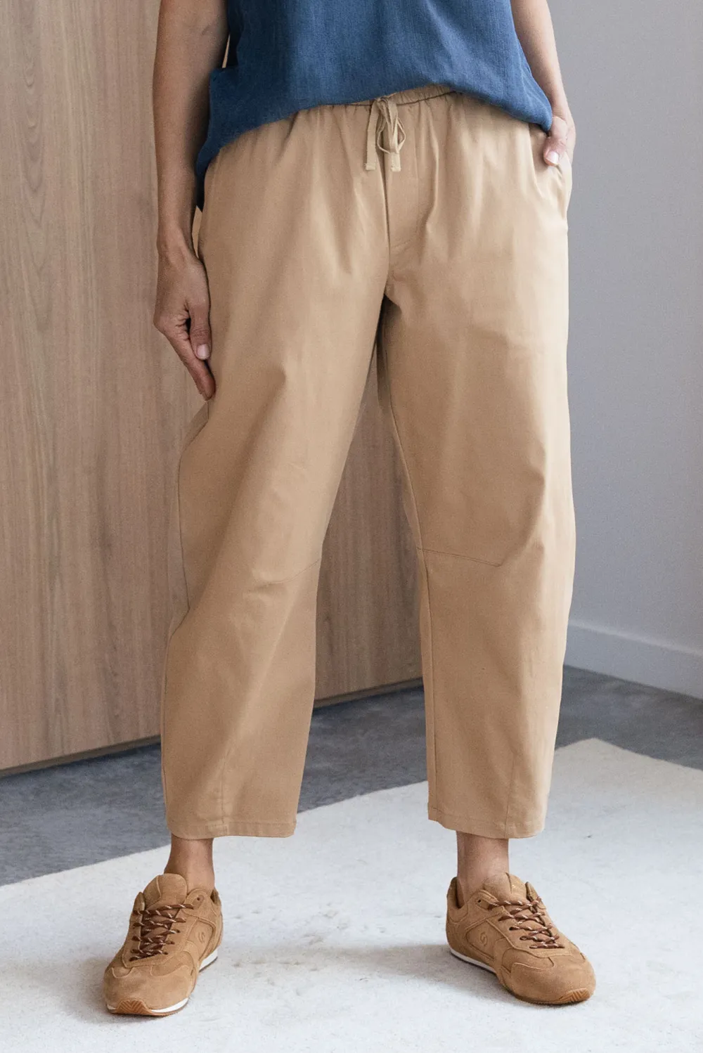 Barrel Leg Mid Rise Pants