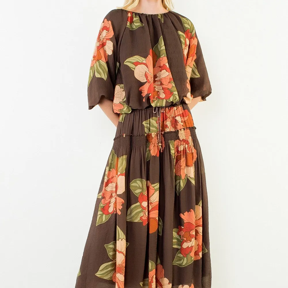 Bubble Hem Floral Top Sets
