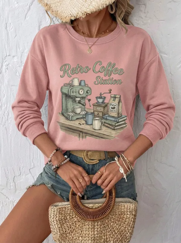 Women's Coffee Retro Coffee Station Graphic sweatshirt