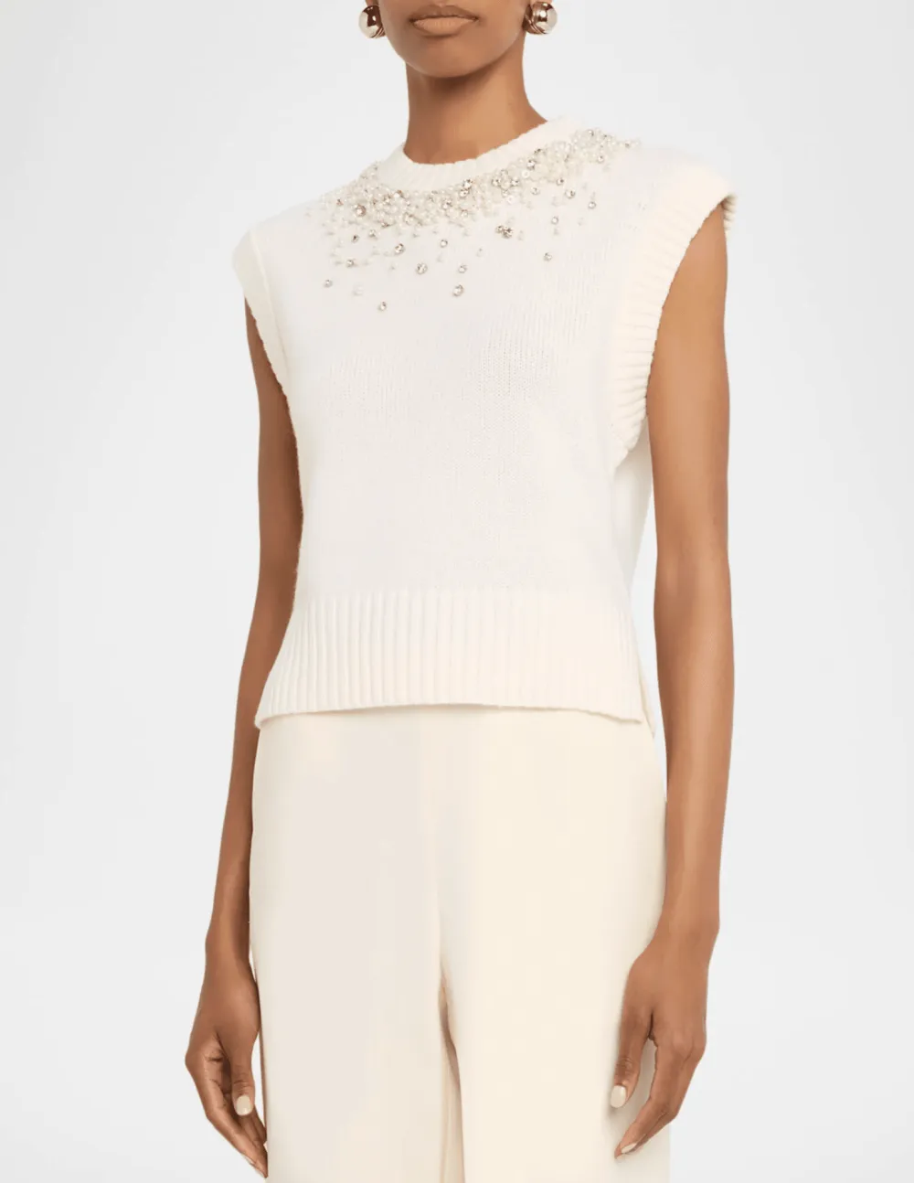 Cashmere Wool-Blend Embellished Sweater Vest