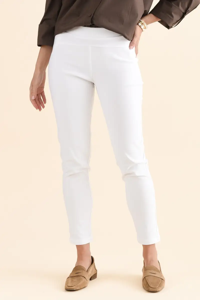 Mid Rise Pants With Elastic Waist And Tapered