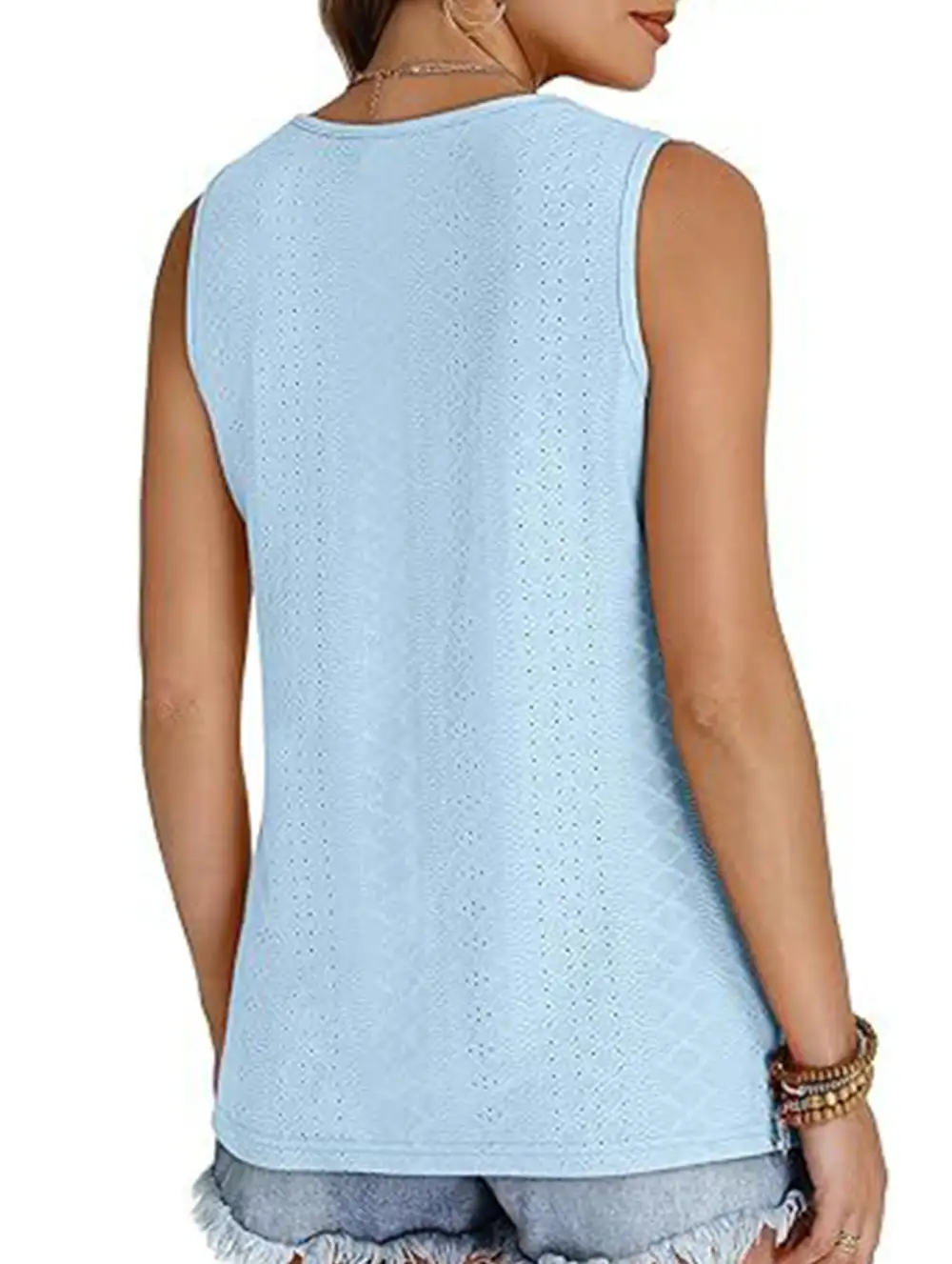 Textured V-Neck Tank Top