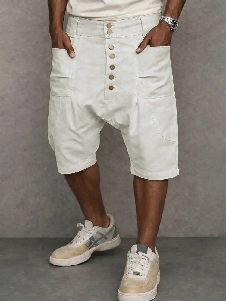 Casual Cotton Drop Crotch Harem Shorts