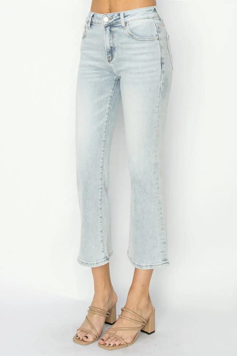 Mid Rise Cropped Flared Denim Jeans