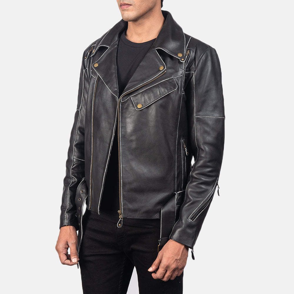 Men's Bold Profile Biker Leather Jacket