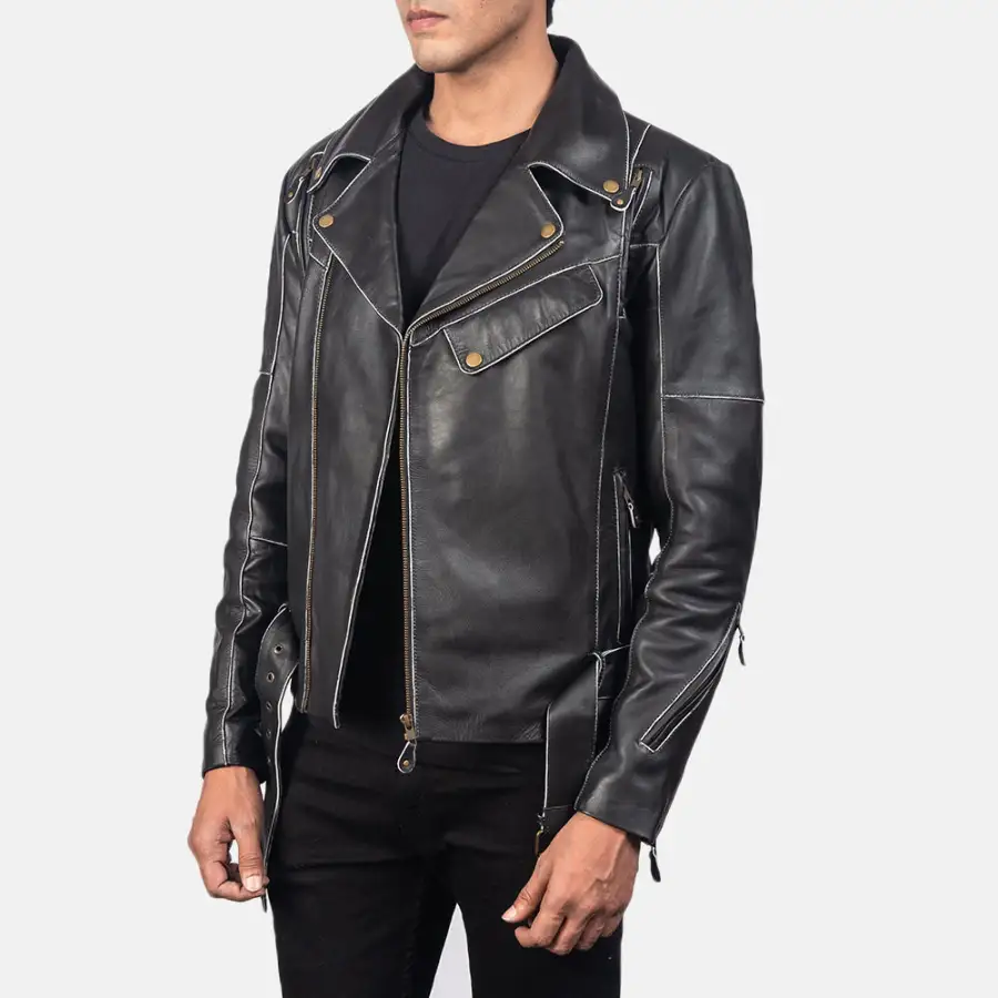Men's Bold Profile Biker Leather Jacket