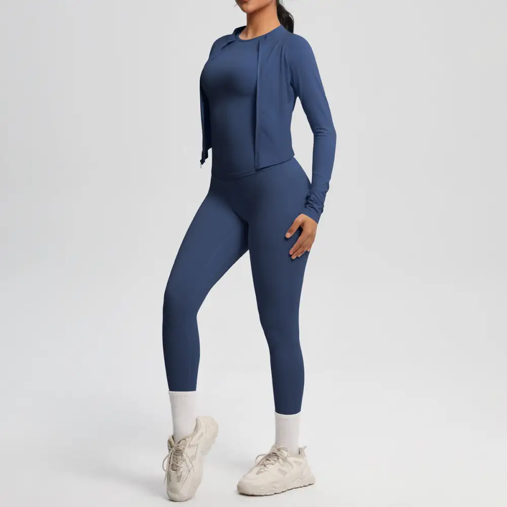 Short-Sleeve Quick-Dry Jacket, Top and Leggings Active Set
