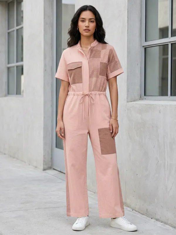 Women's Casual Olive Green Patchwork Colorblock Graphic Jumpsuit