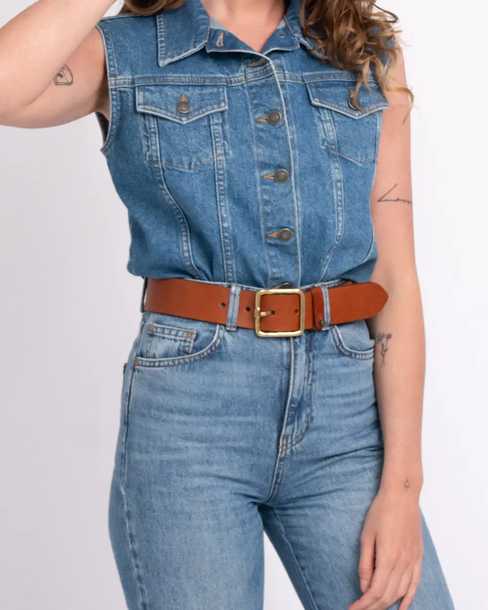 Vintage Square Buckle Leather Waist Belt