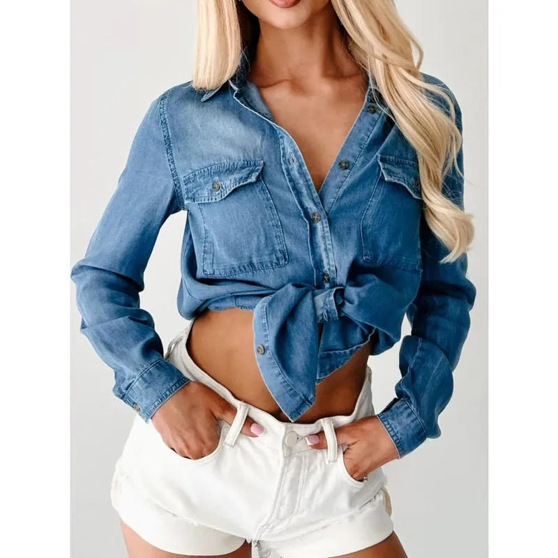 Button-Down Collared Denim Shirt