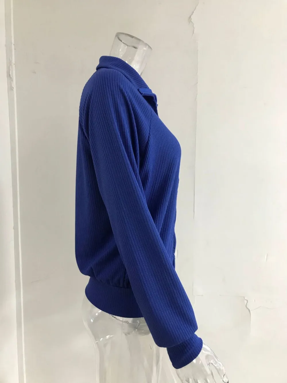 Full Size Ribbed Knit Zip-Up Outerwear Plus Size