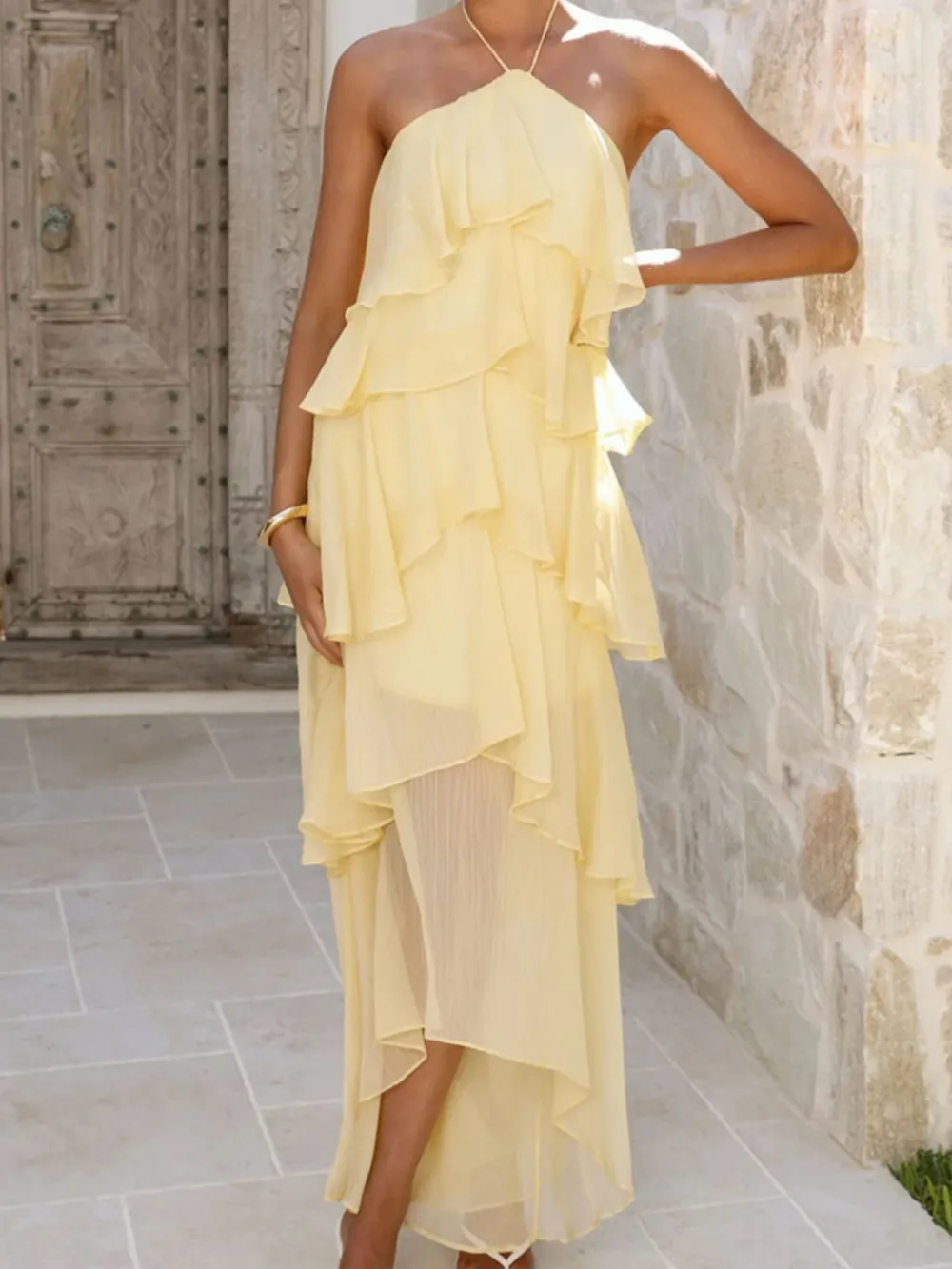 Clean Line Ruffle Dress