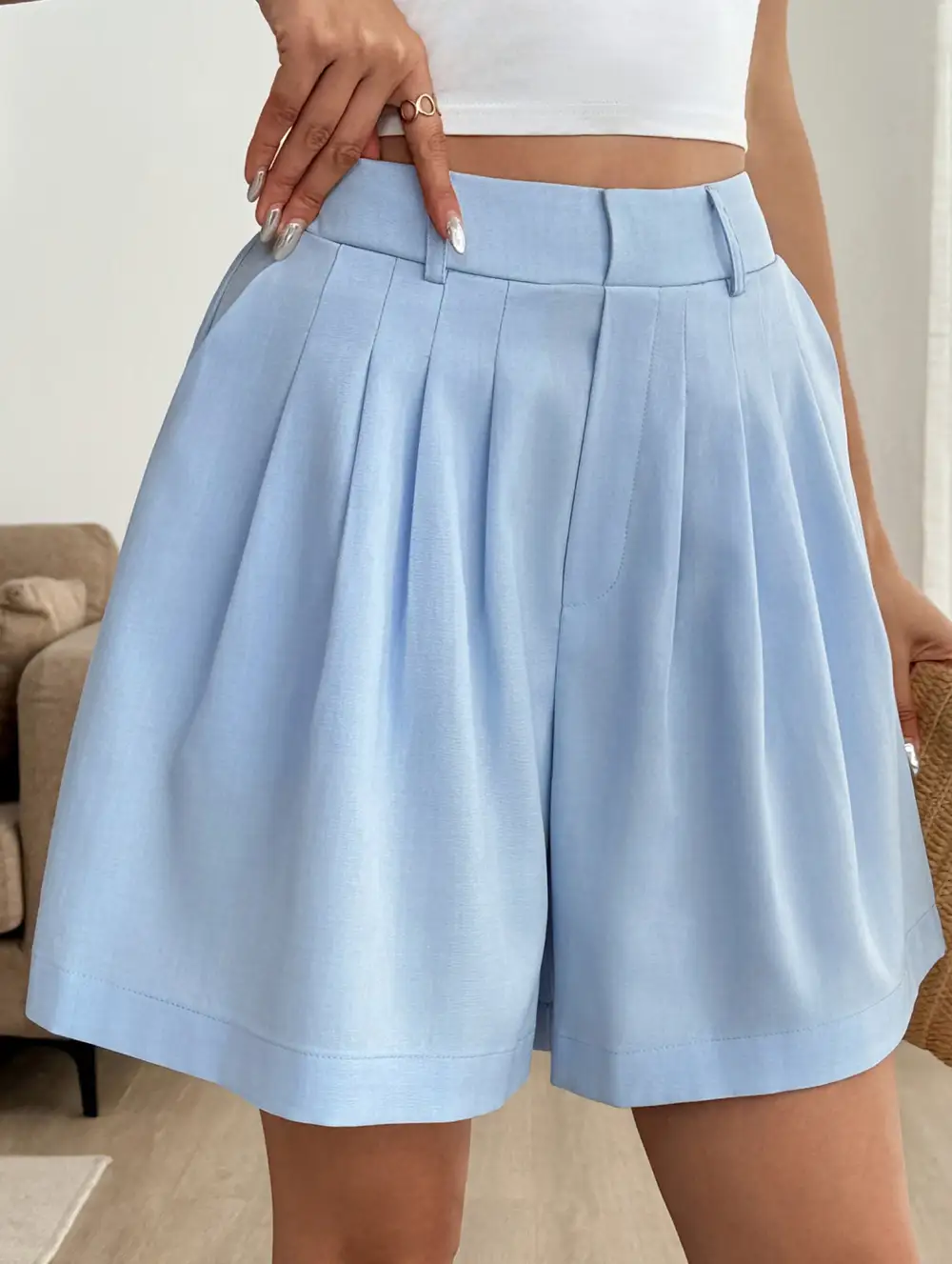 Casual Wide-Leg Suit Shorts