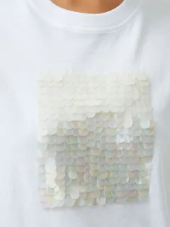 Casual Sequin Design Round Neck Short Sleeves