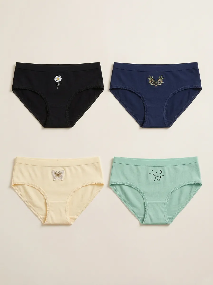 Women's Celestial Daisy Embroidered Classic Brief Set