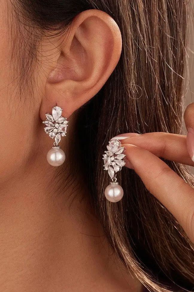 Marquise Crystal Pearl Drop arrings