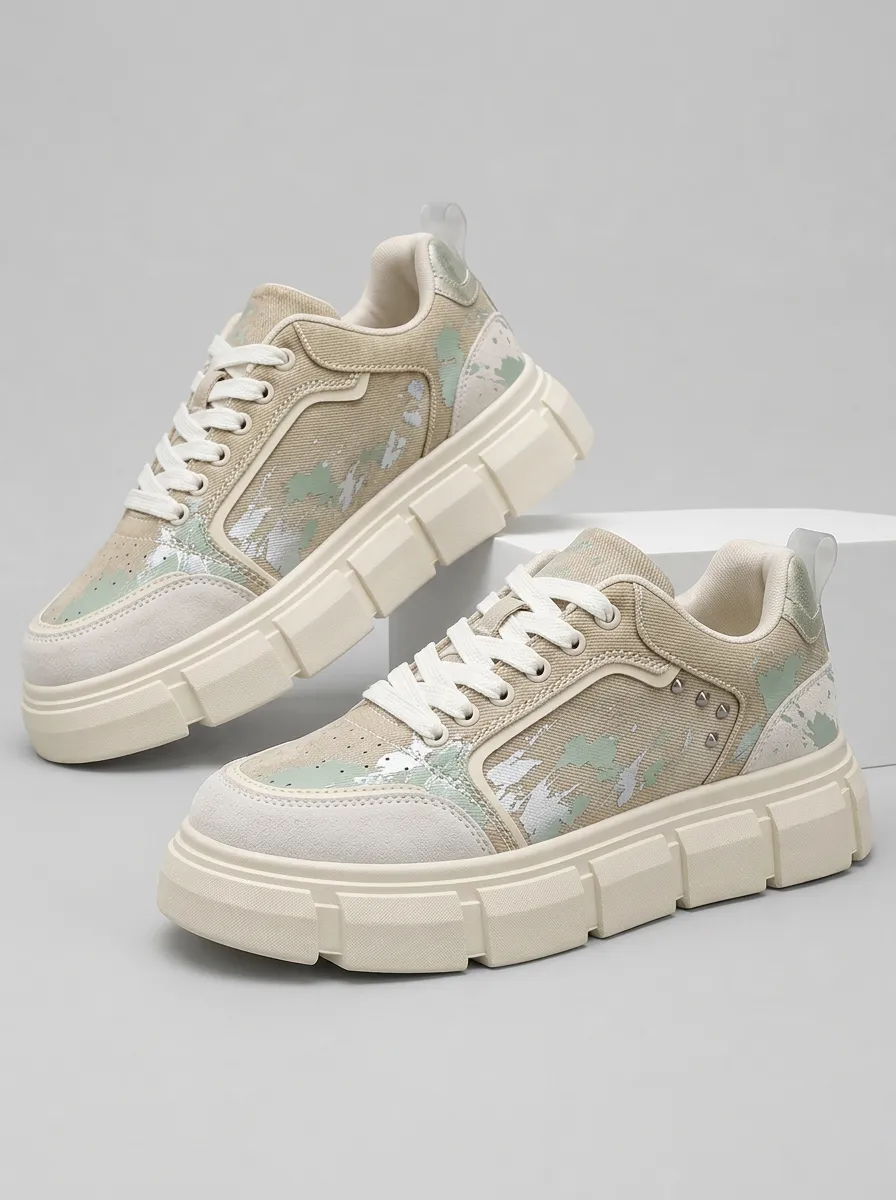 Men's Casual Streetwear Paint Splatter Skate Shoes