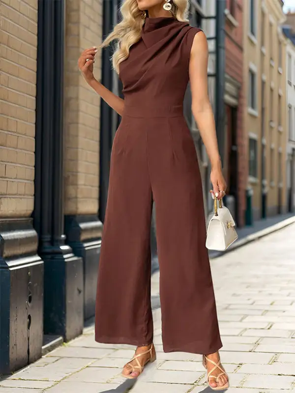 Sleeveless Clean Swing Collar Jumpsuit