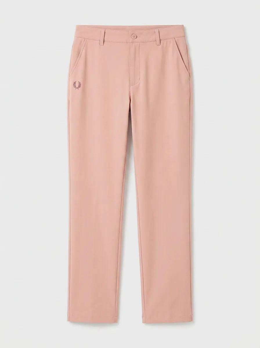 Women's Laurel Wreath Embroidered Mid-Rise High-Stretch Straight-Leg Pants