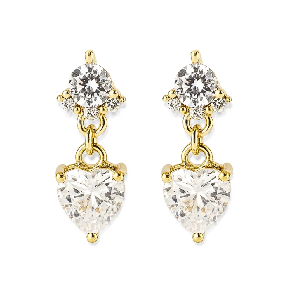 Heart Stone Accent Stud Earrings