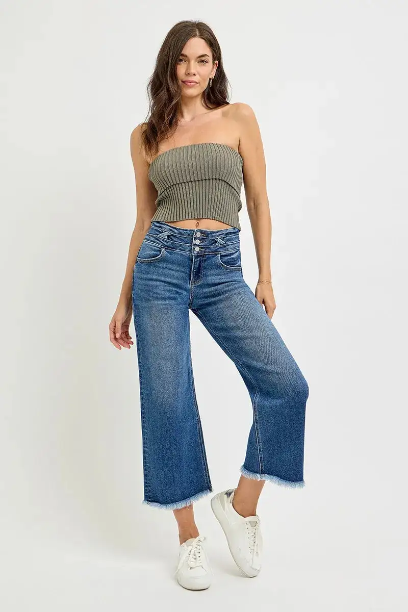 Barrel Leg Elastic Waist Denim Jeans