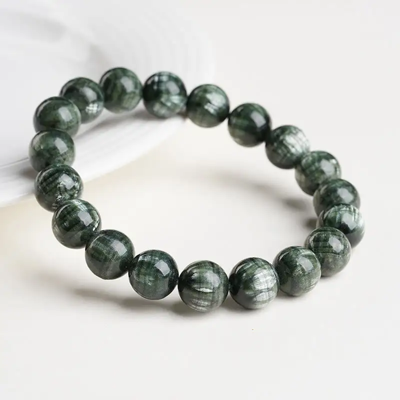 Natural Seraphinite Round Emotional Beaded Bracelet